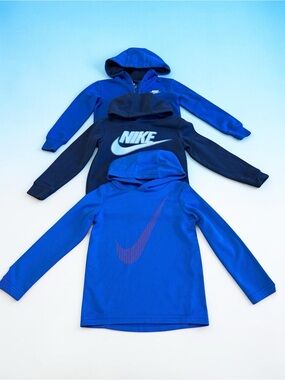 Nike Boys' Blue & Navy Hooded Sweatshirt Trio
